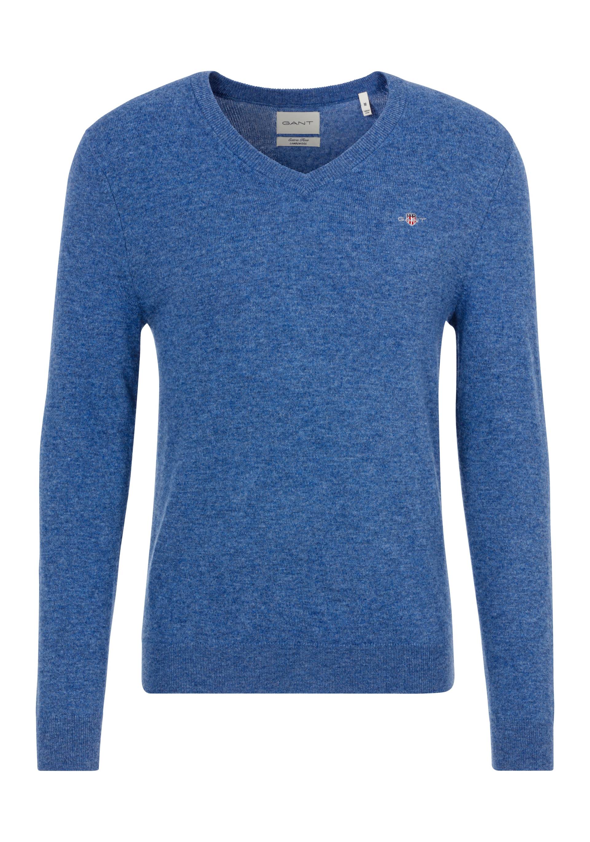 Gant V-Ausschnitt-Pullover »EXTRAFINE LAMBSWOOL V-NECK«, mit Logostickerei von Gant