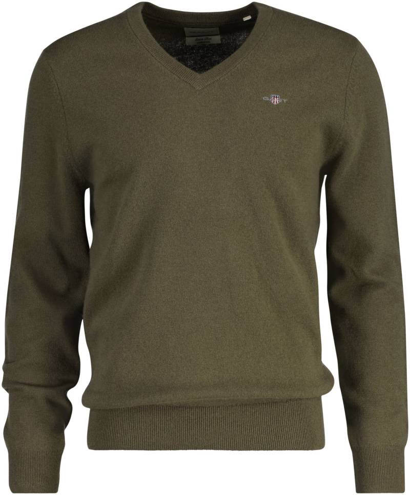 Gant V-Ausschnitt-Pullover »EXTRAFINE LAMBSWOOL V-NECK«, mit Logostickerei von Gant