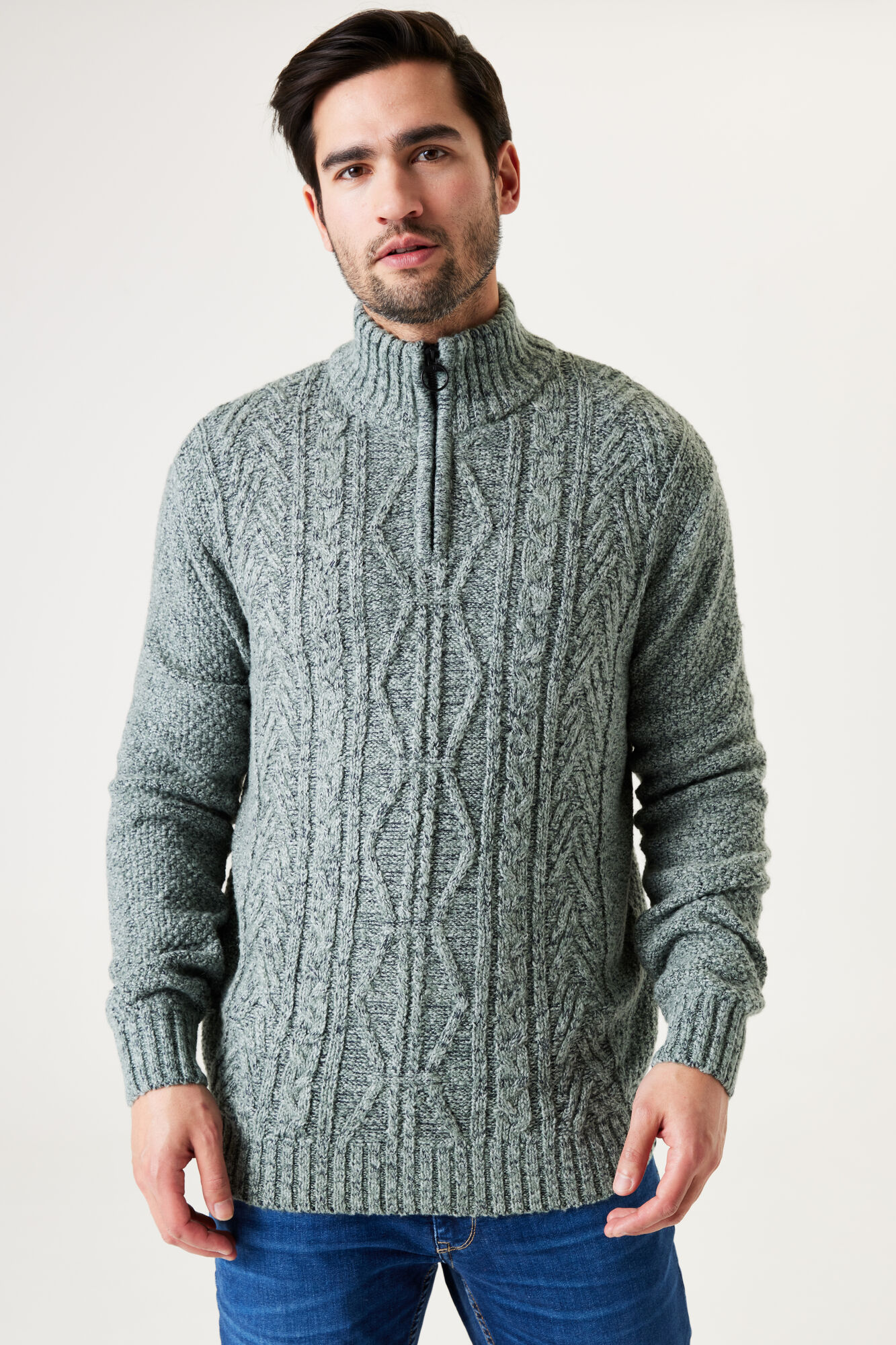 Garcia Strickpullover, mit Zipper und Zopfmuster von Garcia