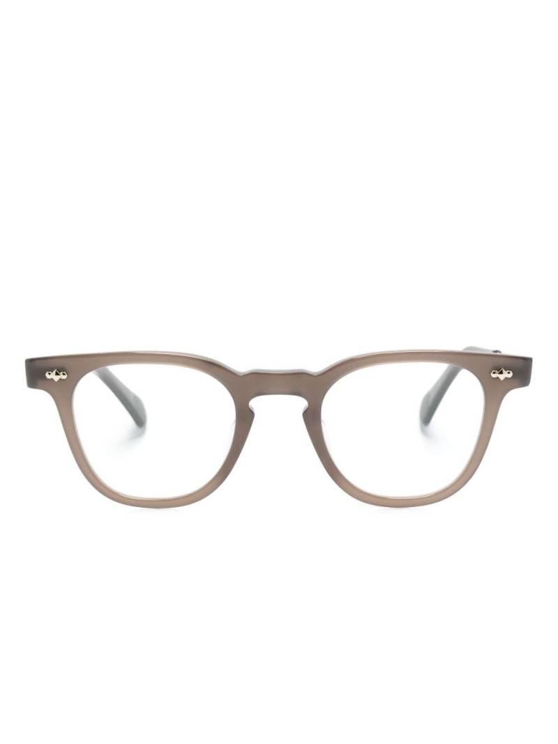 Garrett Leight rivet-detail wayfarer-frame glasses - Brown von Garrett Leight