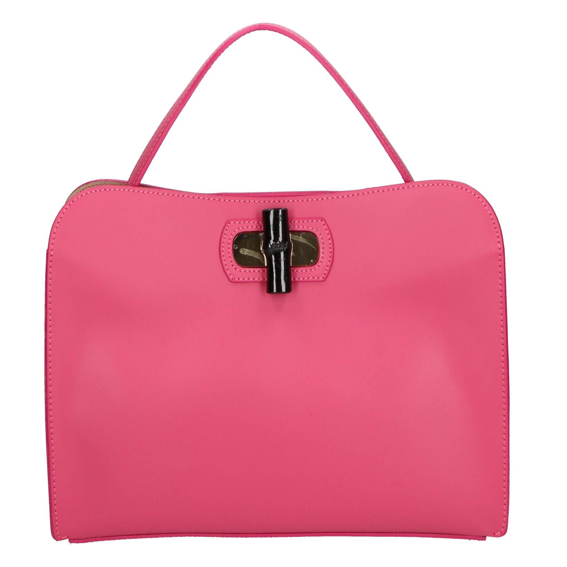 Handtasche Women's Single-compartment Handbag In Wrinkled Leather, With Removable Shoulder Strap. Italian Handcrafted Product. Damen Fuchsia ONE SIZE von Gave Lux