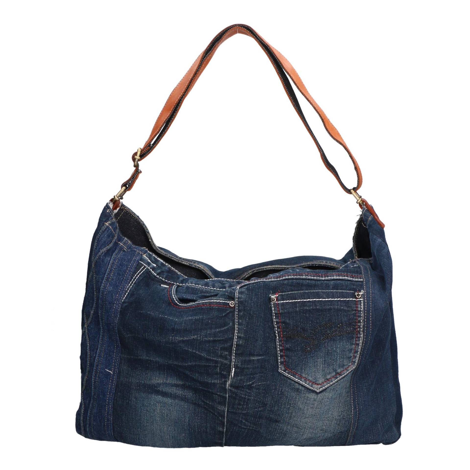 Shultertasche Women's Genuine Leather +canvas Shoulder Bag. Product Entirely Built With Recovery And/or Recycled Materials. Damen Jeans ONE SIZE von Gave Lux