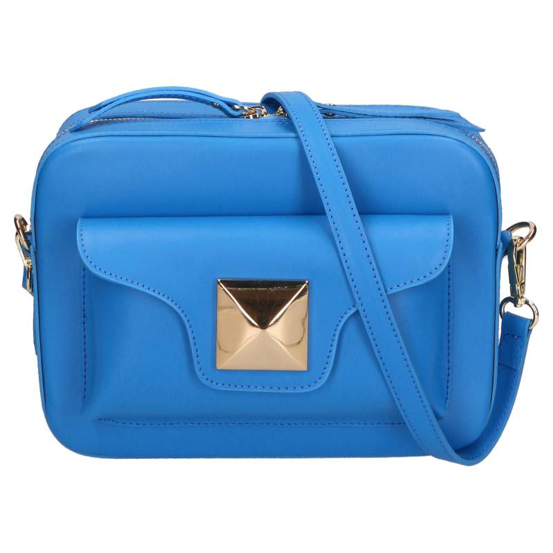 Umhängetasche Women's Single-compartment Bag With Removable Shoulder Strap In Wrinkled Leather. Italian Handcrafted Product. Made In Italy Damen Hellblau ONE SIZE von Gave Lux