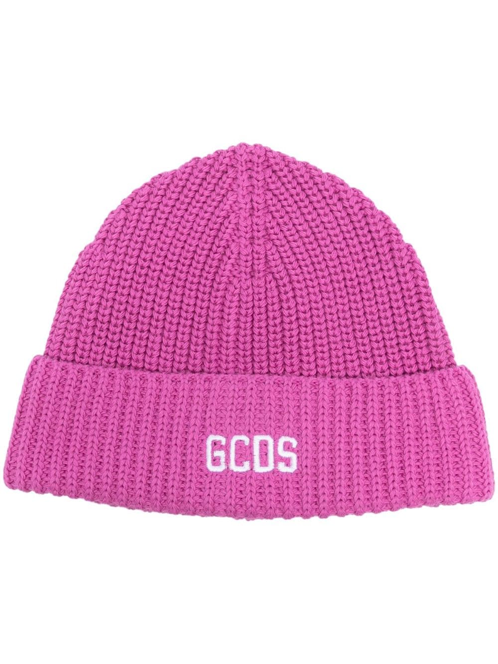 Gcds Kids logo-embroidered knitted beanie - Pink von Gcds Kids