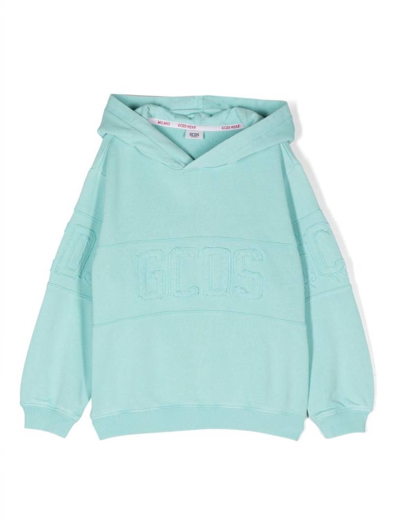 Gcds Kids logo-patch pullover hoodie - Blue von Gcds Kids