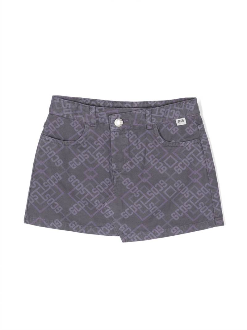 Gcds Kids logo-print asymmetric skirt - Purple von Gcds Kids