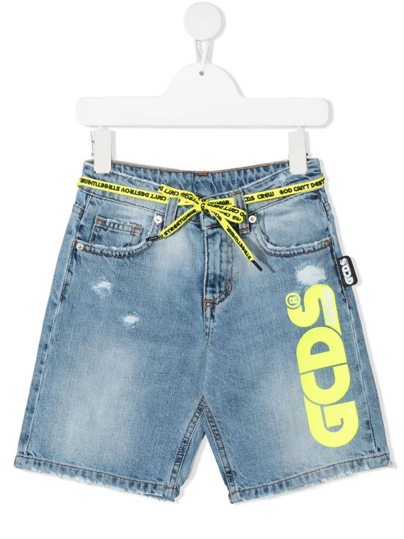 Gcds Kids logo-print denim shorts - Blue von Gcds Kids