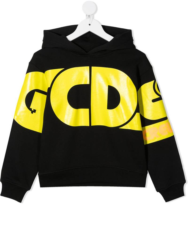 Gcds Kids logo print hoodie - Black von Gcds Kids