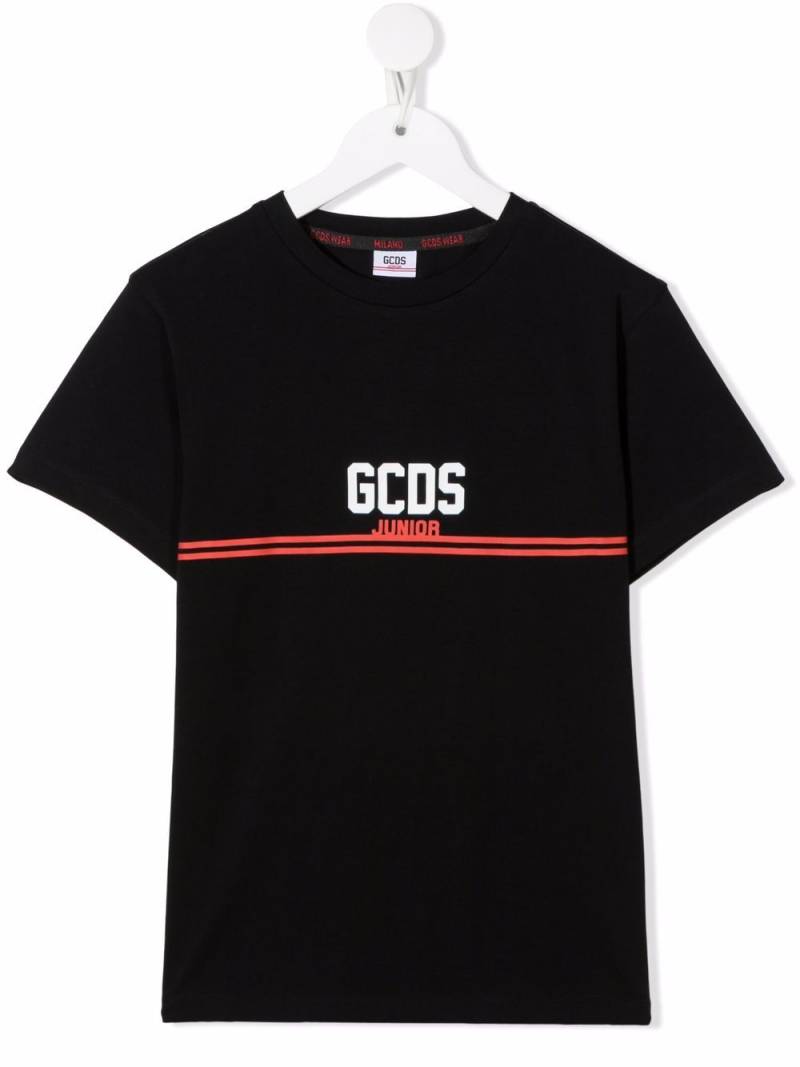 Gcds Kids logo-stripe print T-shirt - Black von Gcds Kids