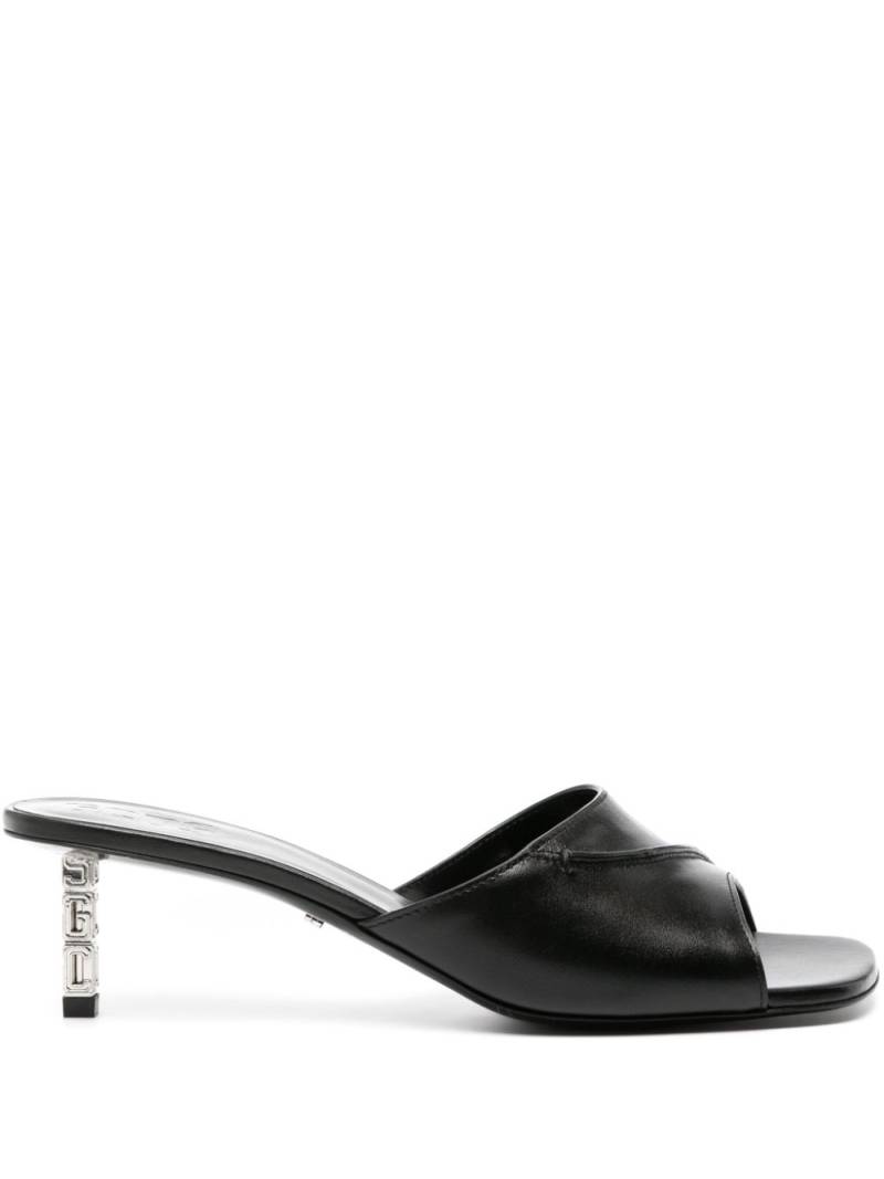 GCDS 60mm logo-heel leather mules - Black von GCDS