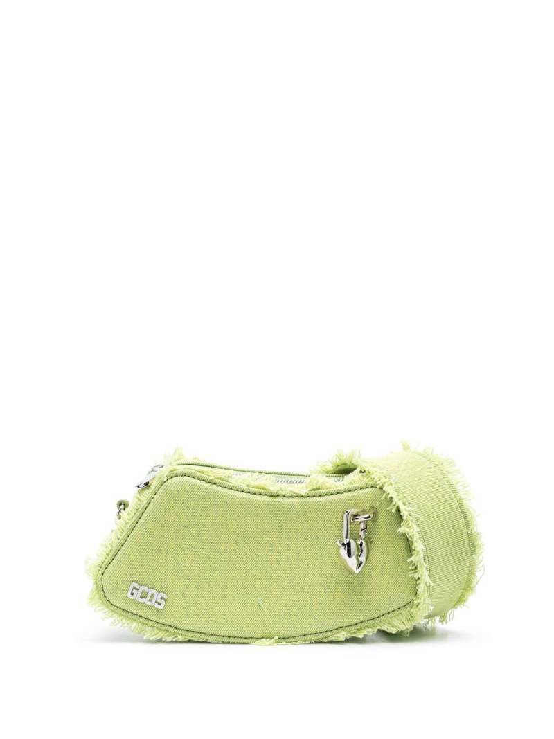 GCDS Comma curved denim shoulder bag - Green von GCDS