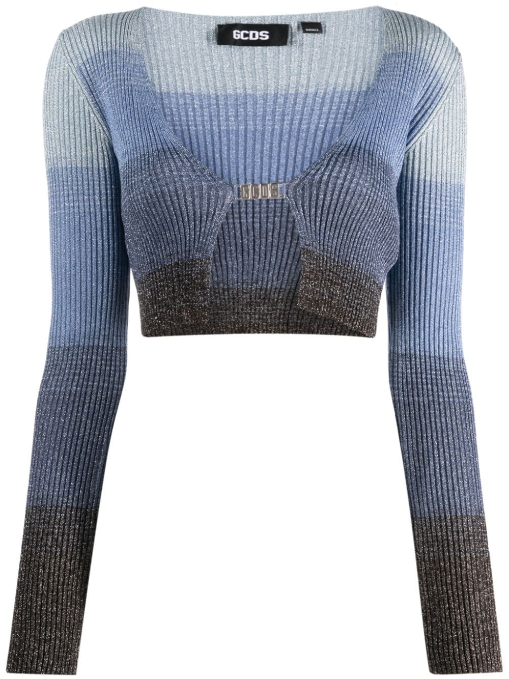 GCDS degradé ribbed-knit cropped cardigan - Blue von GCDS