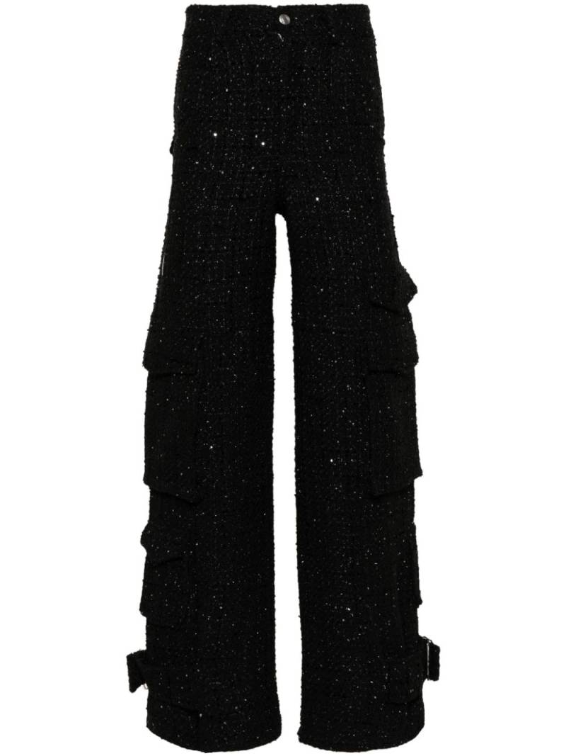 GCDS Ultracargo tweed wide-leg trousers - Black von GCDS