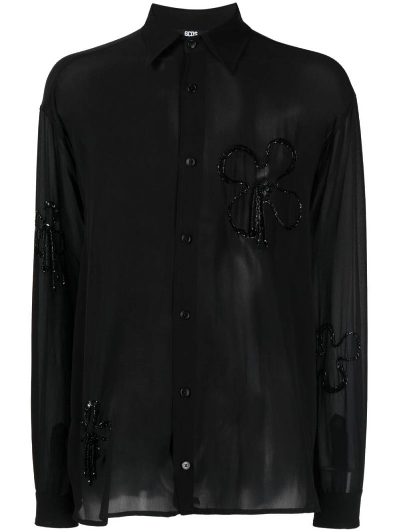 GCDS bead-embellished silk shirt - Black von GCDS