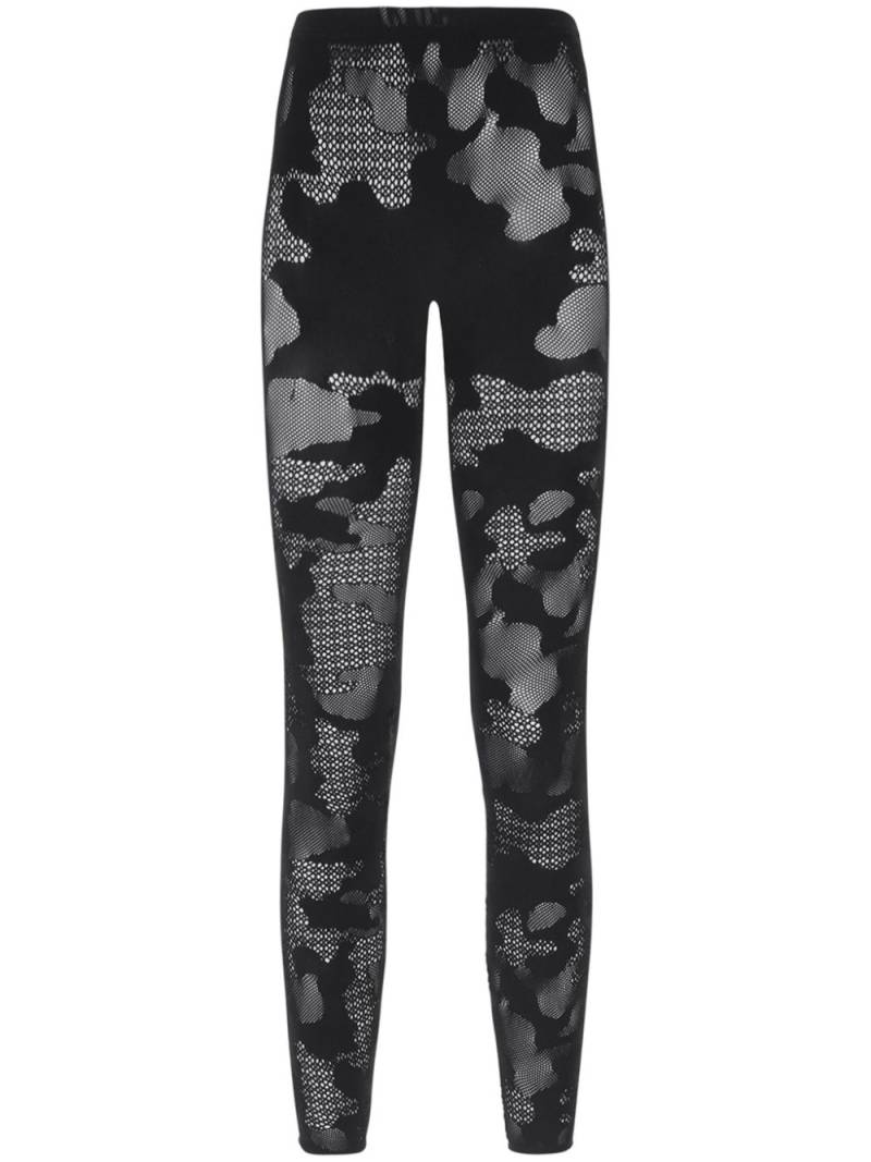 GCDS camouflage-pattern mesh leggings - Black von GCDS