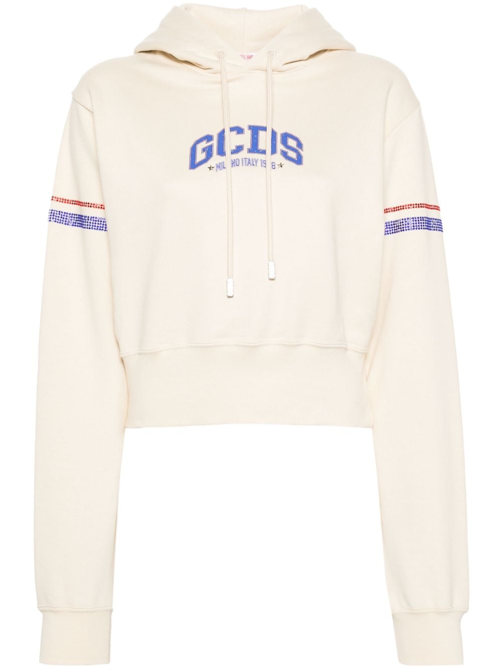 Gcds crystal-embellished cropped hoodie - Neutrals von Gcds