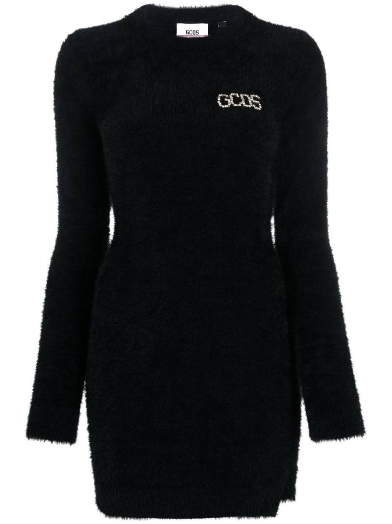 GCDS crystal-logo brushed mini dress - Black von GCDS