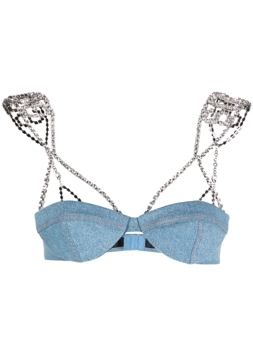 GCDS embellished-strap denim bralette top - Blue von GCDS