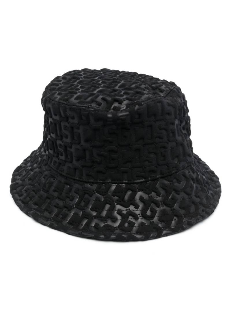 GCDS embossed-monogram drawstring bucket hat - Black von GCDS