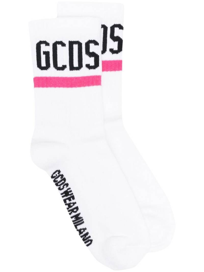 GCDS intarsia-knit logo socks - White von GCDS