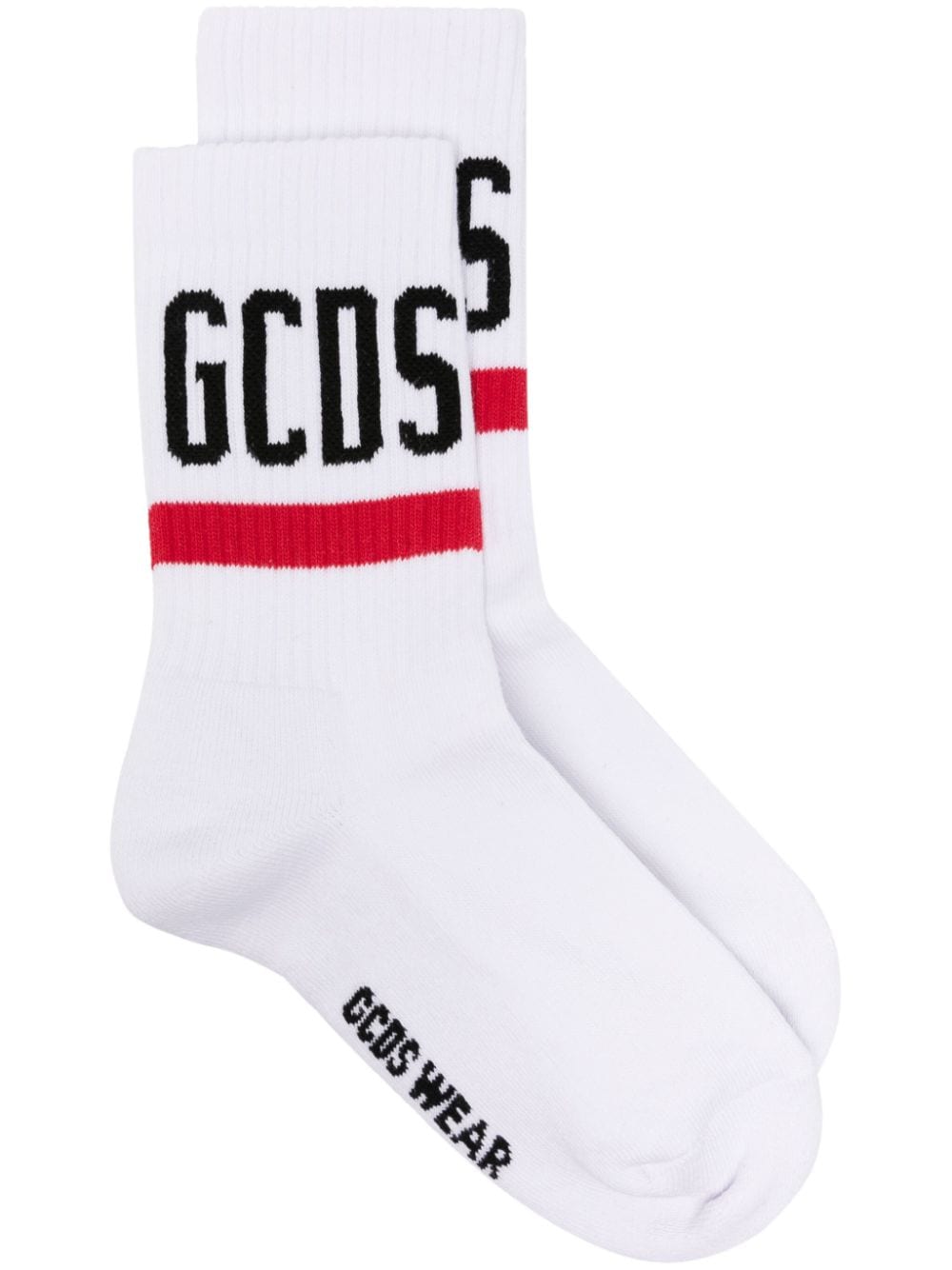 GCDS intarsia-logo crew socks - White von GCDS