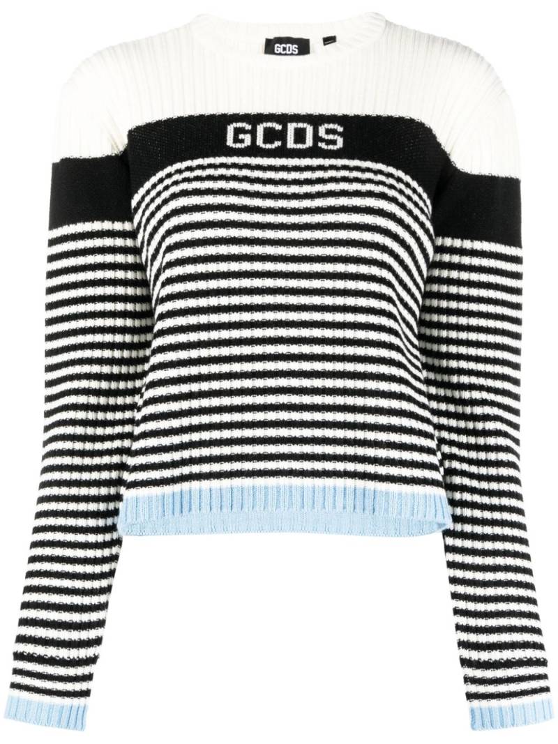 GCDS jacquard-logo striped jumper - White von GCDS