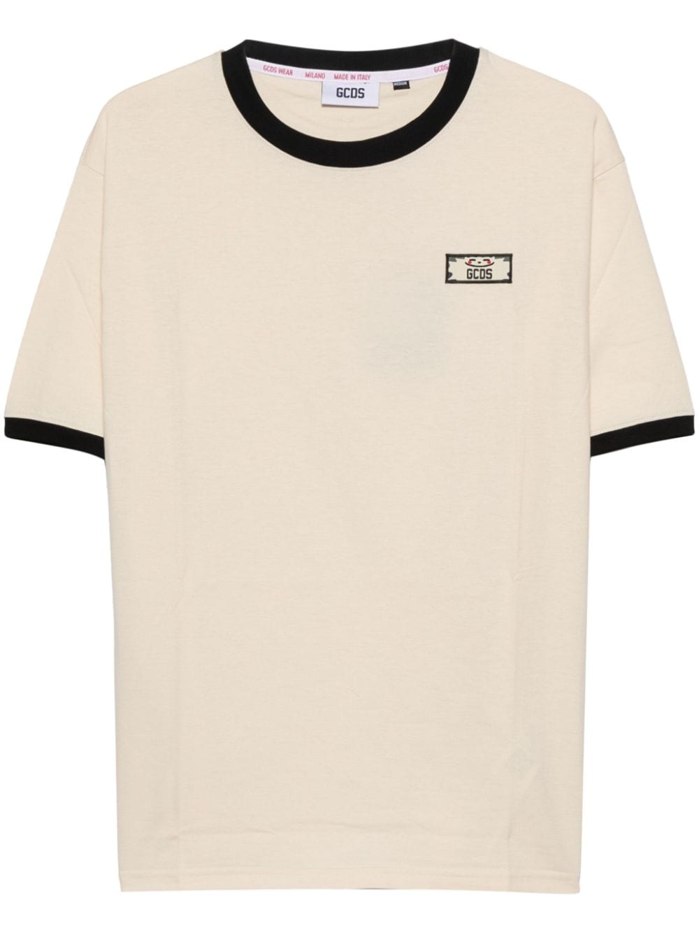 GCDS logo-appliqué cotton T-shirt - Neutrals von GCDS