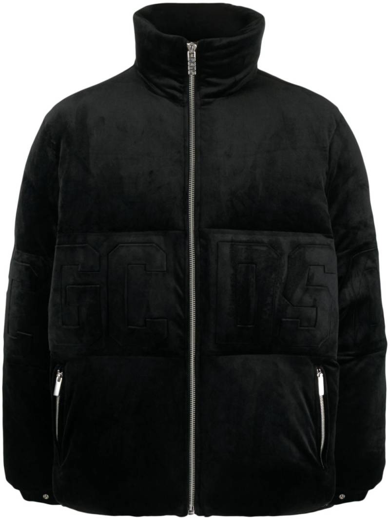 GCDS logo-embossed velvet padded jacket - Black von GCDS