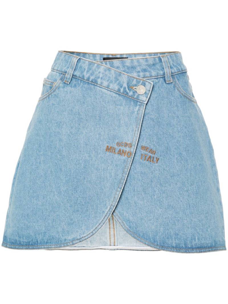 GCDS logo-embroidered mini denim skirt - Blue von GCDS