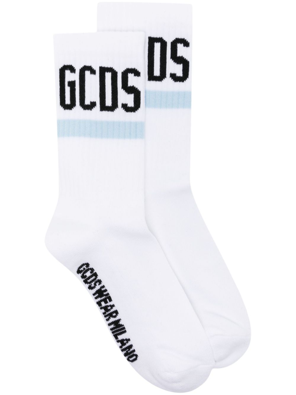 GCDS logo-embroidered ribbed socks - White von GCDS