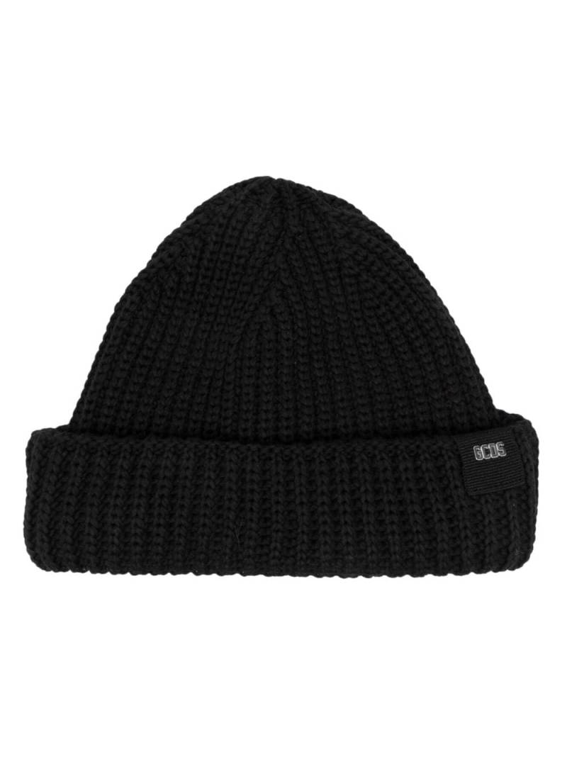 Gcds logo-patch ribbed beanie - Black von Gcds