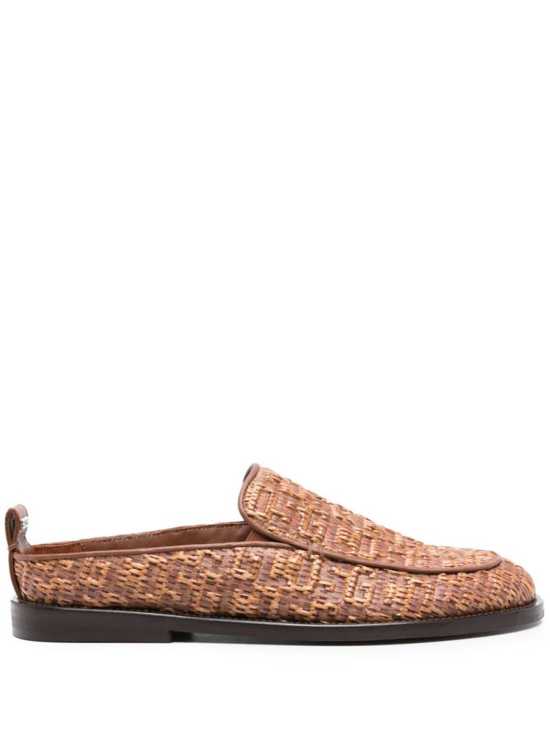 GCDS monogram-embossed raffia mules - Brown von GCDS