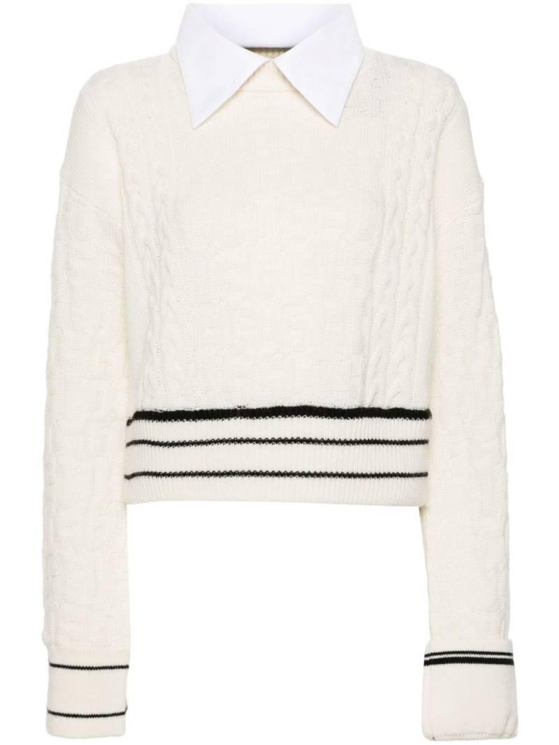 GCDS monogram-pattern collared sweater - White von GCDS