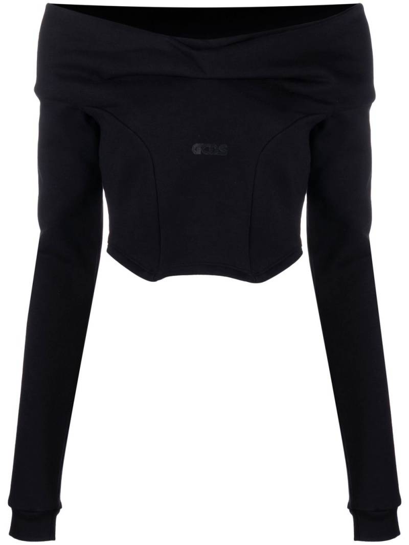 GCDS off-shoulder cropped sweatshirt - Black von GCDS