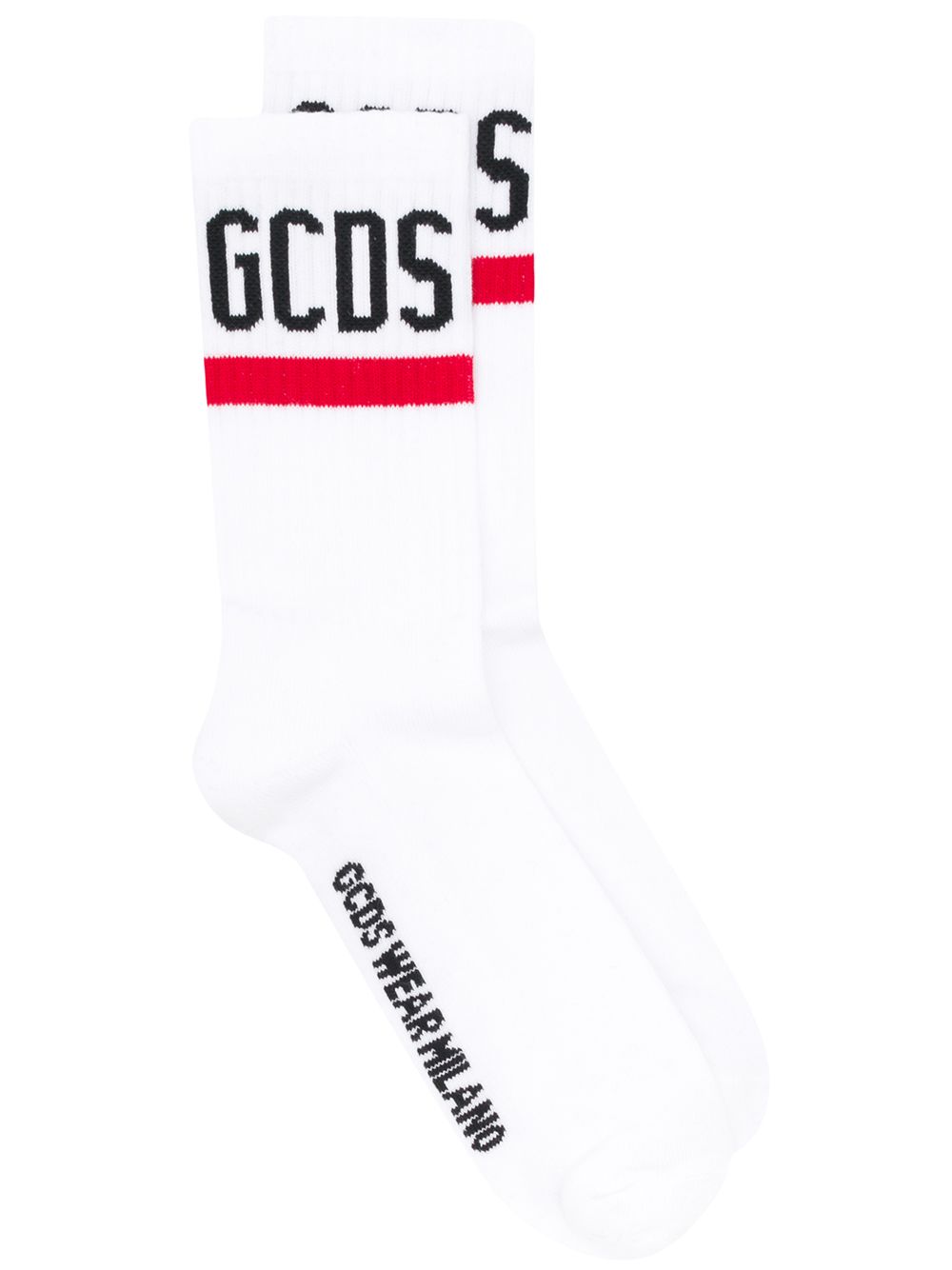 GCDS ribbed contrast logo socks - White von GCDS