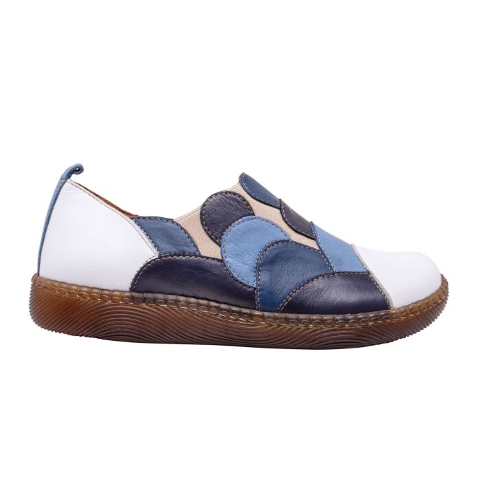 Gemini Schlupfschuh aus weichem Anilinleder weiss-blau Gemini Schlupfschuh aus weichem Anilinleder weiss-blau von Gemini