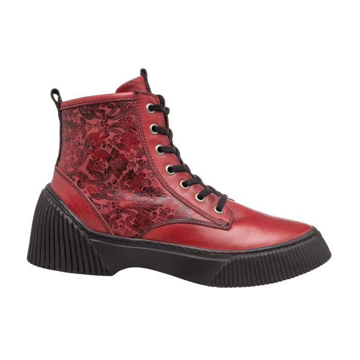 Gemini Stiefelette aus Nappaleder mit Blumenprint für Damen rot, 39 von Gemini