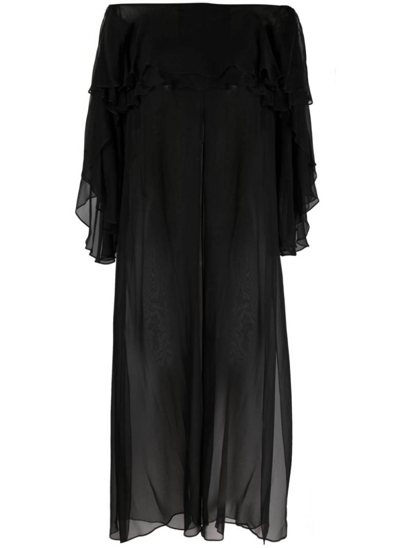 Gemy Maalouf Bardot neckline sheer long top - Black von Gemy Maalouf