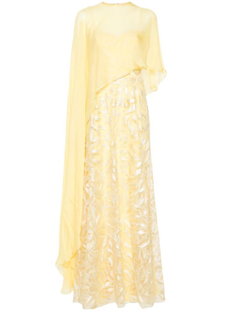 Gemy Maalouf cape-embellished gown - Yellow von Gemy Maalouf