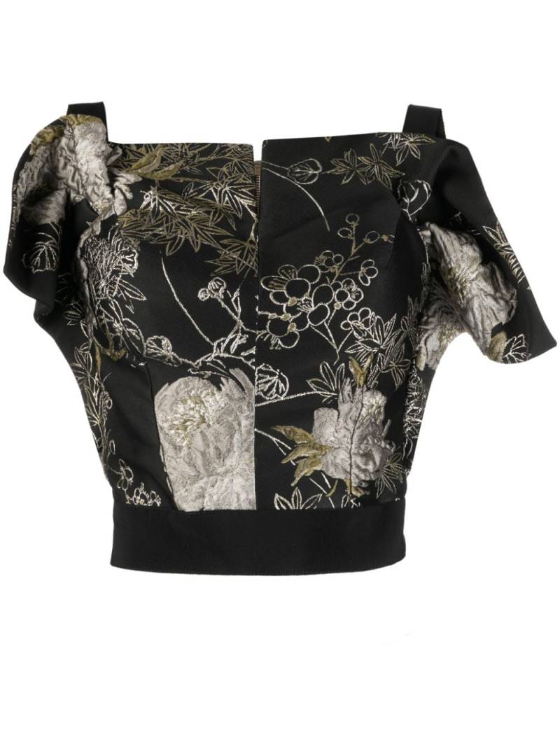 Gemy Maalouf floral-jacquard sleeveless blouse - Black von Gemy Maalouf