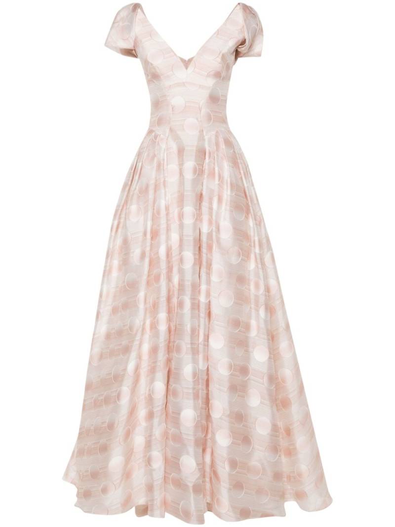 Gemy Maalouf jacquard V-neck gown - Pink von Gemy Maalouf