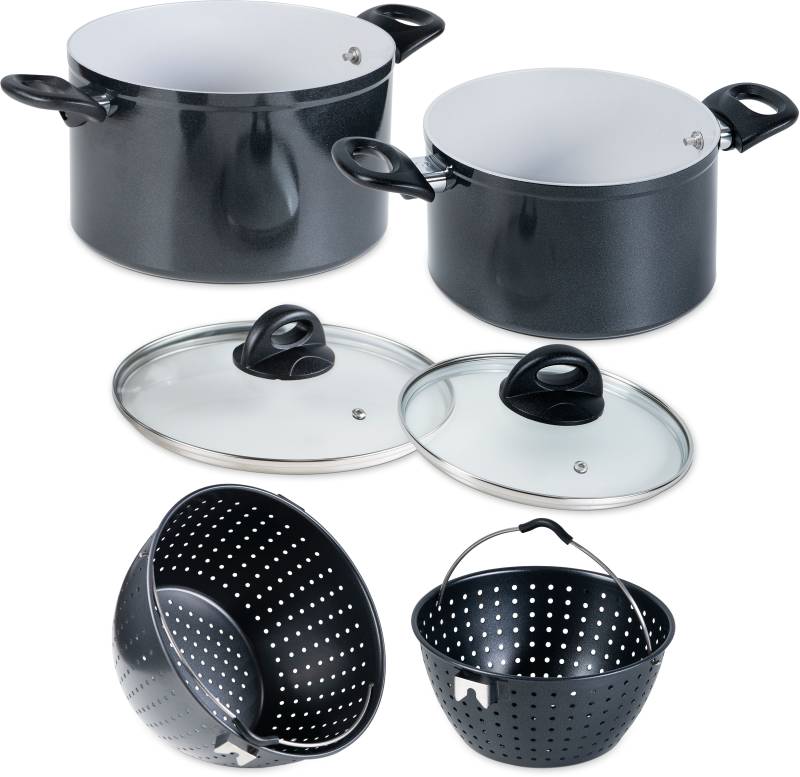 Genius Kochtopf »Magic Pot«, Aluminium, (Set, 6 tlg.), robuste Keramikbeschichtung, Siebeinsatz, Induktion von Genius