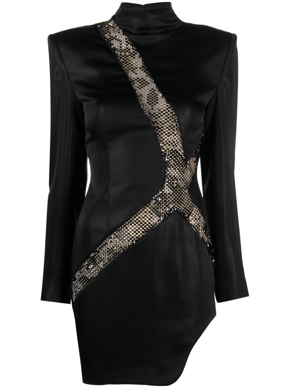 Genny asymmetric rhinestone-embellished minidress - Black von Genny