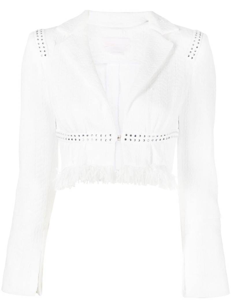 Genny crystal-embellished cropped jacket - White von Genny