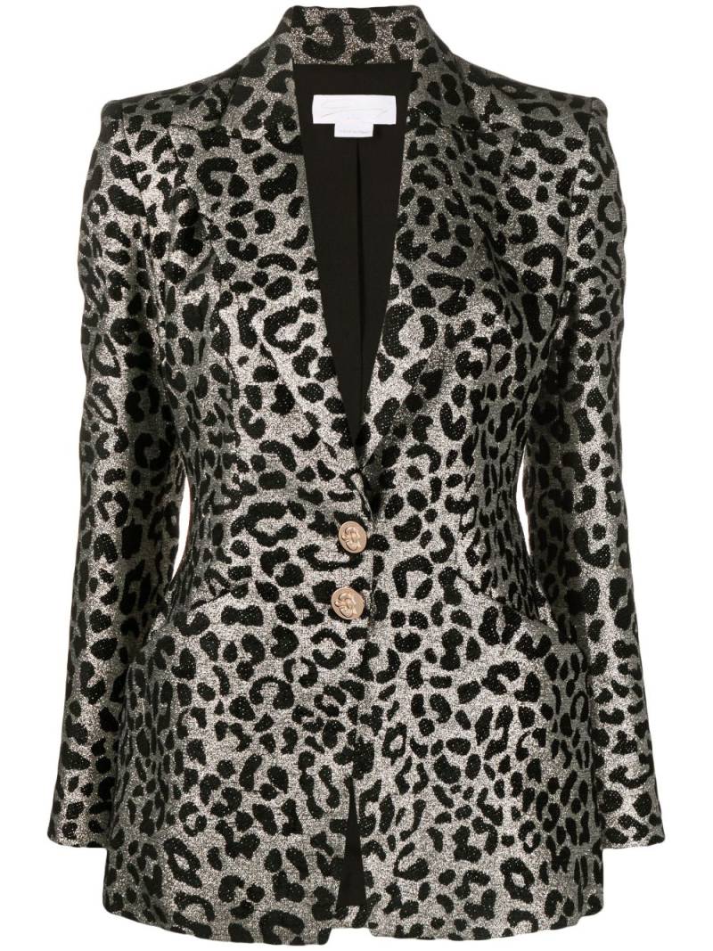 Genny leopard-jacquard single-breasted blazer - Silver von Genny