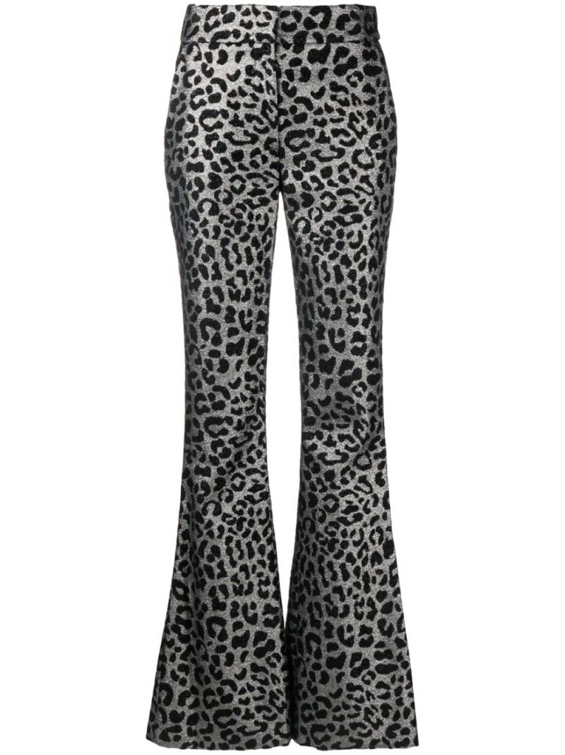 Genny leopard-print flared trousers - Black von Genny