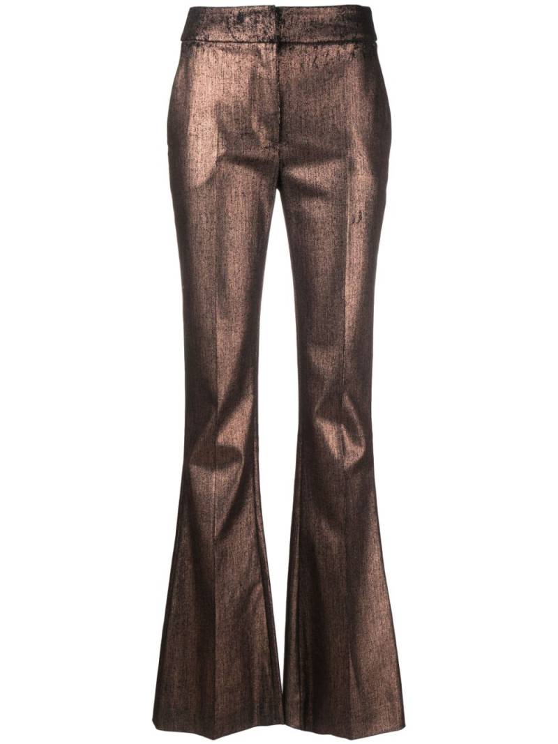 Genny metallic-finish flared trousers - Brown von Genny