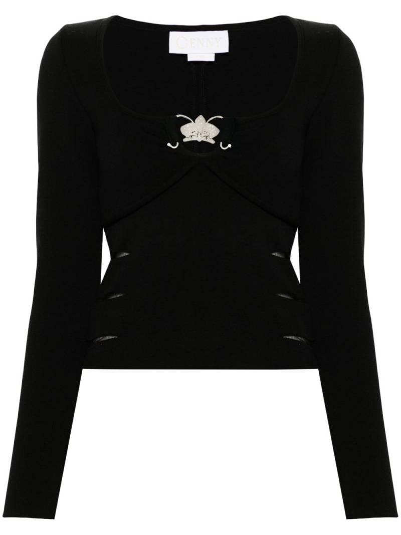 Genny orchid-detail sweater - Black von Genny