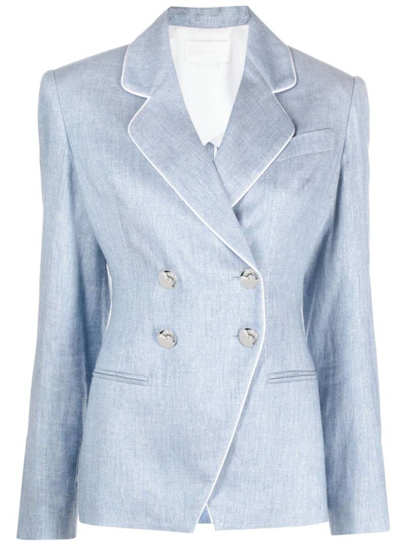 Genny pipe-trimmed double-breasted blazer - Blue von Genny