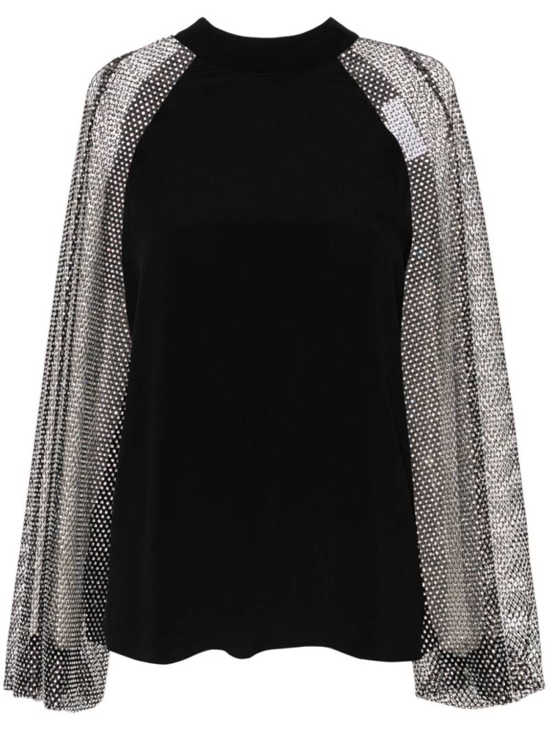 Genny rhinestone mesh-sleeves blouse - Black von Genny